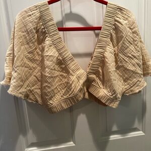 Aerie Cream Blouse with Textured Design